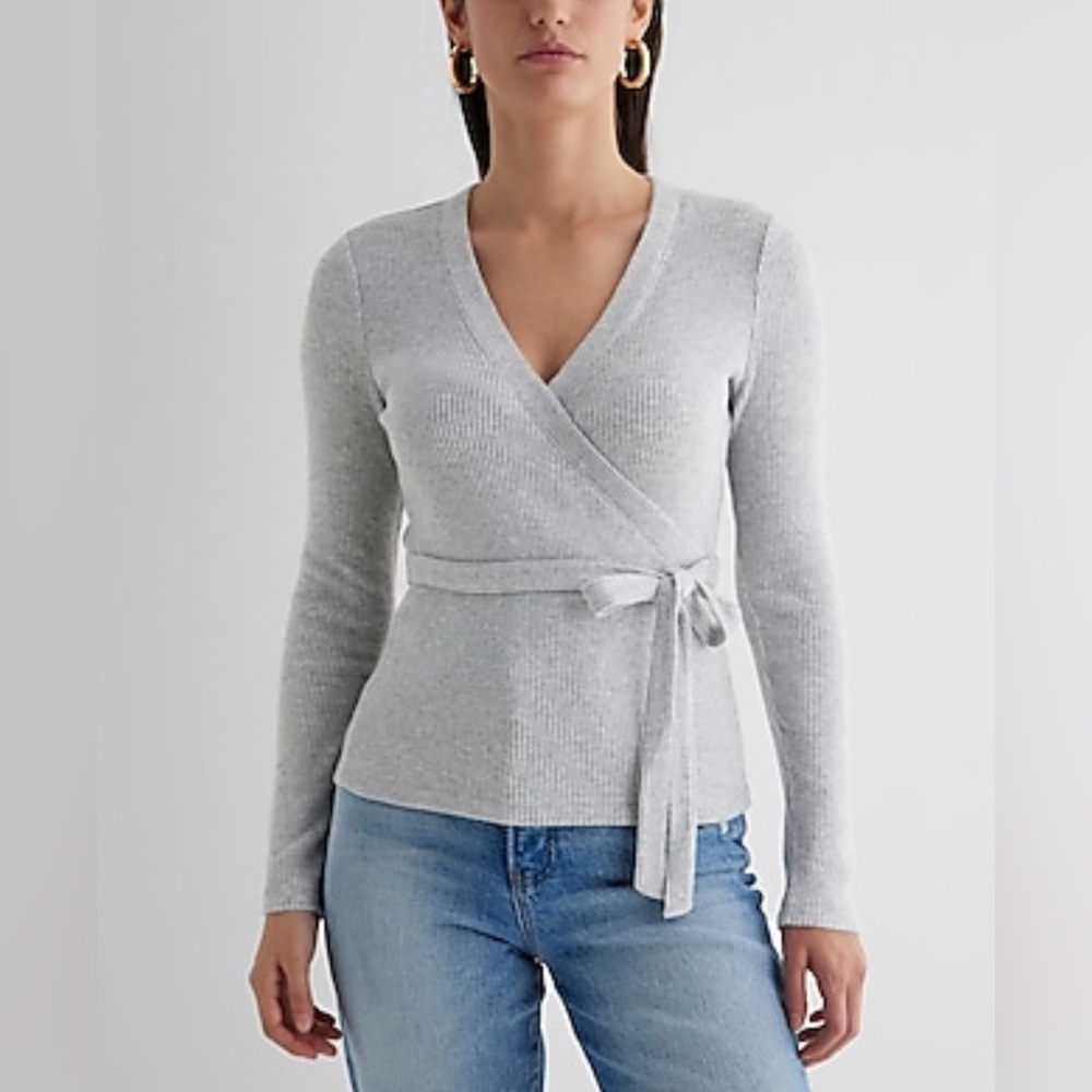 Express Ribbed Cozy Knit V-Neck